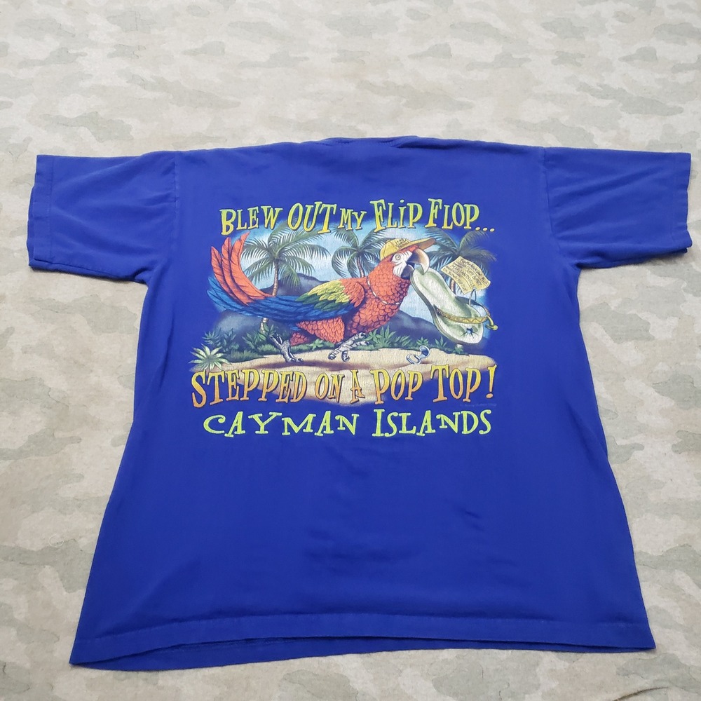 VTG Margaritaville Shirt Mens Large Blue Jimmy Buffett Short Sleeve